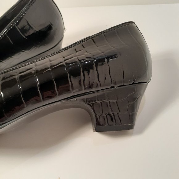 NATURALIZER PATENT BLACK LEATHER Slip on reptile print Sz 7 EUC - Picture 4 of 9